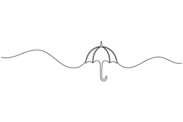 Obraz premium Protective Umbrella Icon in Simple Continuous One Line Art Style