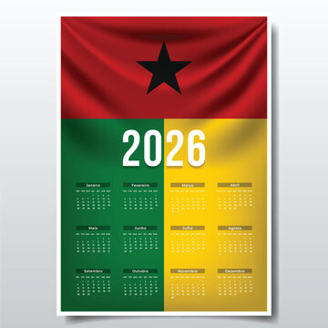 2026 Printable Calendar Design with Guinea-Bissau Flag Theme, Patriotic  Guinea-Bissau Yearly Planner Template