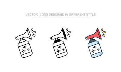 Clawn Whistle icon set in different style with white background illustration