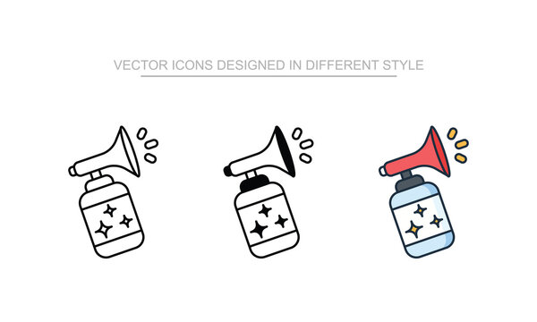 Clawn Whistle icon set in different style with white background illustration