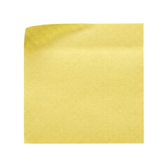 Yellow Square Sticky Note Paper With Curled Corner