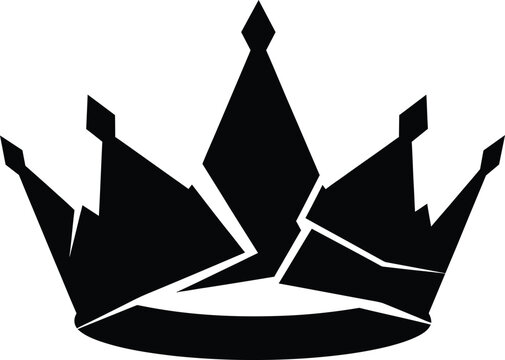 Shattered crown graphic silhouette. Broken royal king queen power symbol. Abstract modern geometric black. Vector illustration