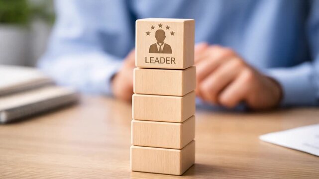 Professional Change Promotion concept. Building blocks symbolize leadership and teamwork in a professional setting.