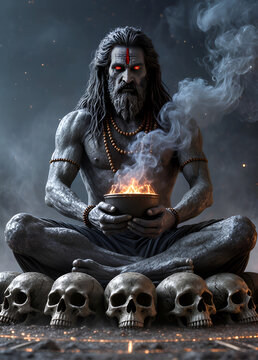 Aghori Monk  Fire Ritual  Mystical Indian Spiritual Art  HD Fantasy Artwork