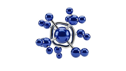 Abstract Blue Molecule Structure with Chrome Frame