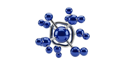 Abstract Blue Molecule Structure with Chrome Frame