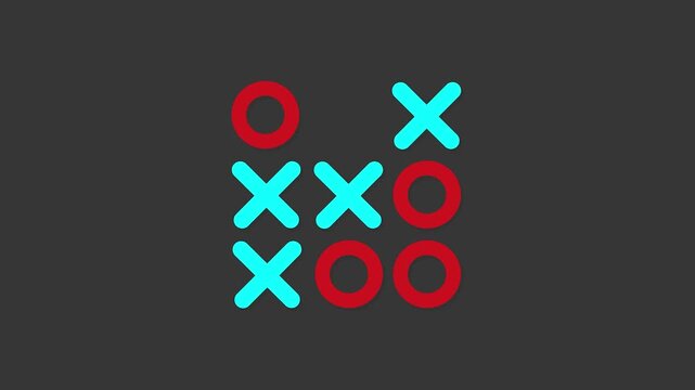 Tic Tac Toe Game Grid Strategy Cross Circle Icon Animation On Green Screen Background
