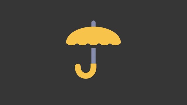 Yellow Umbrella Rain Protection Weather Shelter Icon Animation On Green Screen Background