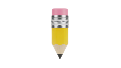 Minimalist Yellow Pencil with Pink Eraser on White Background