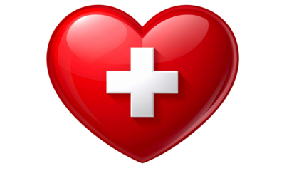 Red Heart with Medical Cross Symbol PNG Transparent