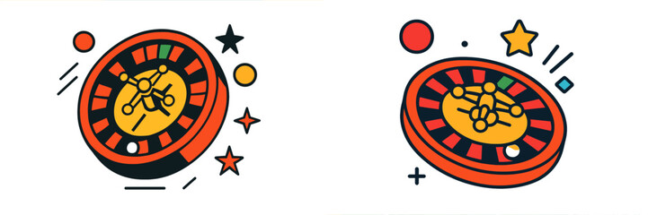 Colorful roulette wheel vector with stars and circles