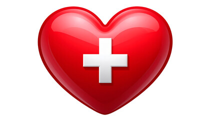 Obraz premium Red Heart with Medical Cross Symbol PNG