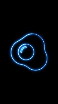 Glowing Neon Fried Egg Illustration on Black Background