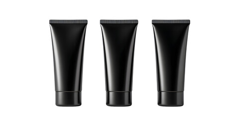 Three black tube containers isolated on white background