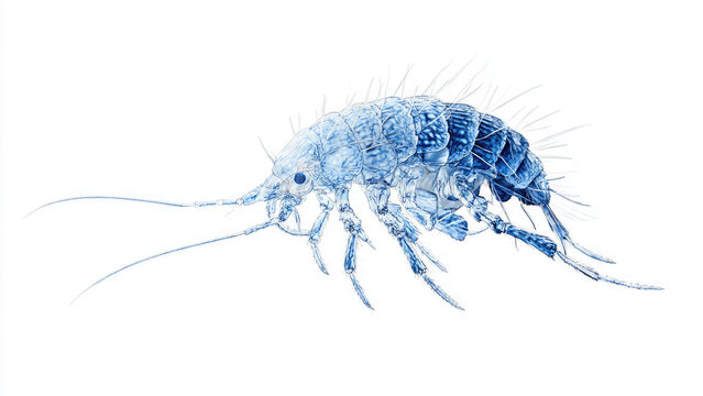 Amphipod crustacean isolated.