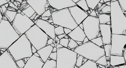 Obraz premium Abstract pattern of shattered glass fragments on a light gray background