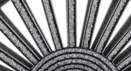 Abstract sunburst pattern with textured rays isolated on white background