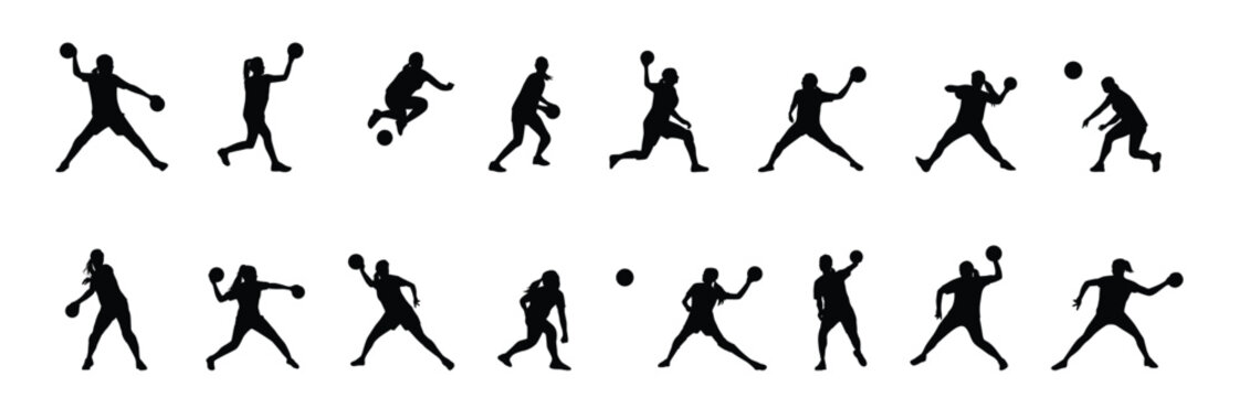 Dodgeball player silhouette woman dodgeball player silhouette