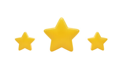 Three Yellow Stars Isolated on White Background