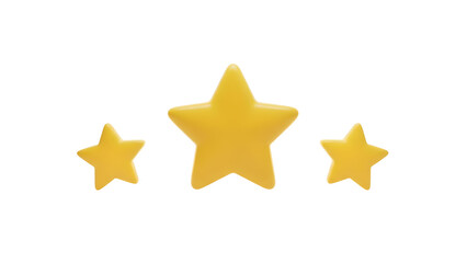 Three Yellow Stars Isolated on White Background