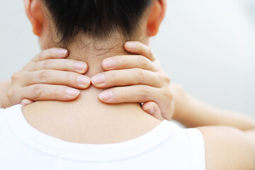 Neck, shoulder, and upper back pain is usually caused by a muscle injury. broken pillow	