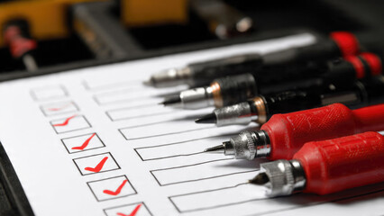 Checklist with Technical Pens