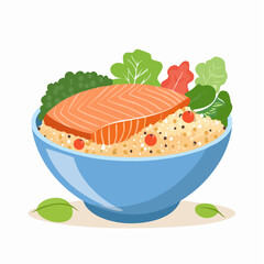 Nutritious Salmon Bowl with Quinoa and Fresh Vegetables for a Healthy Meal