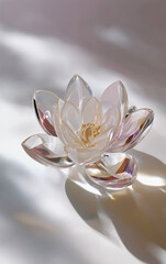 Elegant Crystal Lotus Flower with Soft Sunlight Reflections