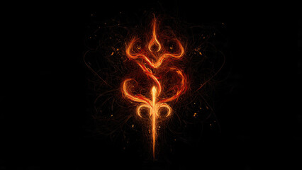 Fiery Trident Abstract Illustration