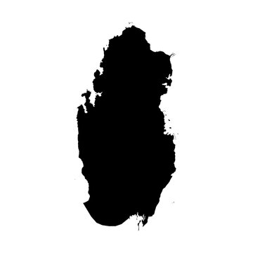 Black Silhouette Map of QATAR Isolated on Transparent Background Minimal Geographic Illustration