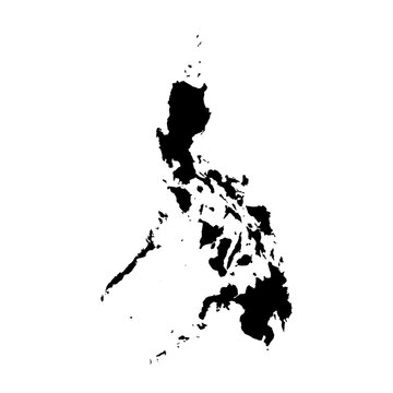 Black Silhouette Map of PHILIPPINES Isolated on Transparent Background Minimal Geographic Illustration