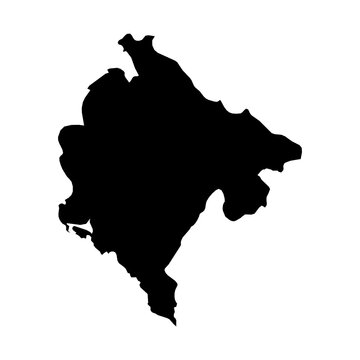 Black Silhouette Map of MONTENEGRO Isolated on Transparent Background Minimal Geographic Illustration