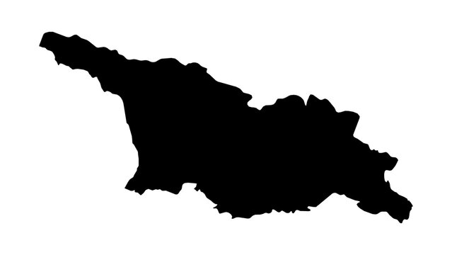Black Silhouette Map of GEORGIA Isolated on Transparent Background Minimal Geographic Illustration
