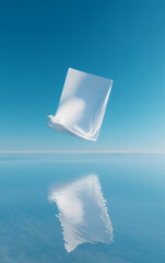 Surreal Minimalist Architecture and Reflective Chrome Elements in Blue Sky