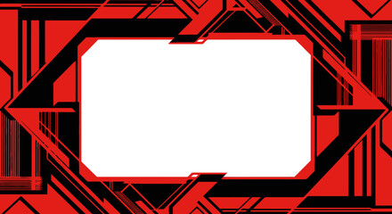 Futuristic Red and Black Geometric Frame with White Copy Space