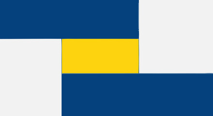 Geometric Abstract Shapes: Blue, Yellow, and White Blocks, Modern Design