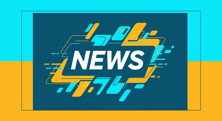 Modern News Title Graphic with Abstract Shapes and Dynamic Lines