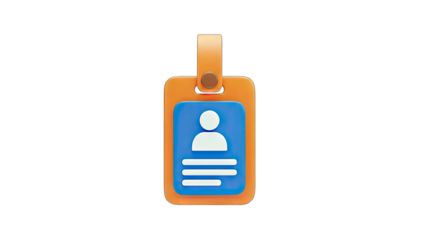 3D ID Badge with Person Icon on White Background
