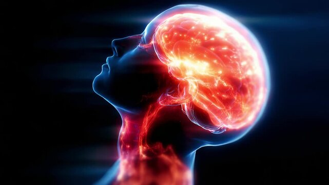 A mesmerizing visualization of the human brain illuminated with vivid colors, showcasing neural activity and intricate connections in a stunning digital representation.