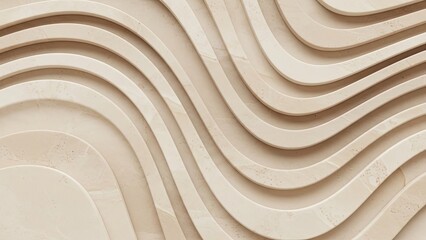 Abstract Beige Wavy Layers Background with Subtle Shadows.