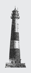 lighthouse for grunge punk Y2K collage design with halftone stipple effect. Vector illustration in stipple halftone brutalist retro design