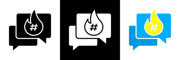 Trending Topic Icon Set Glyph vector Illustration