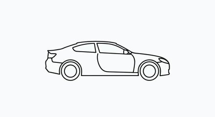 Fototapeta premium Clean Line Art Illustration of a Modern Two-Door Coupe Automobile Profile Vector Icon