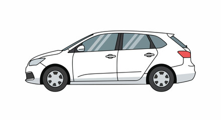 Obraz premium White Station Wagon Car - Side View of a Modern Family Vehicle