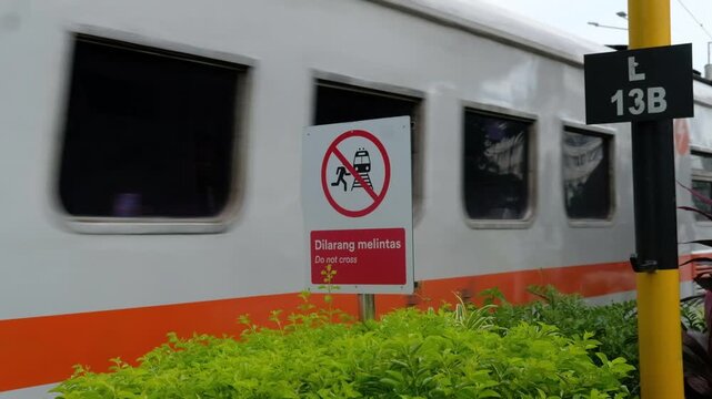 train sign on the road, Java, Indonesia, South East Asia