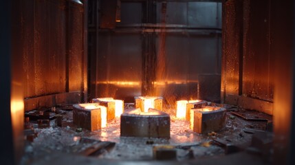 Timelapse footage shows gradual metal hardening and structural changes over extended cooling periods in controlled conditions.