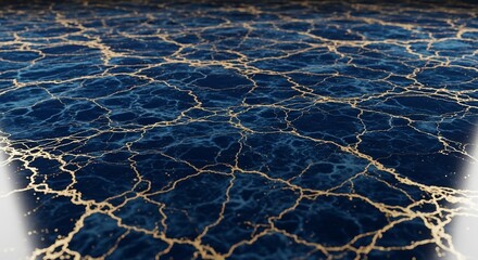Abstract Blue and Gold Cracks Pattern.