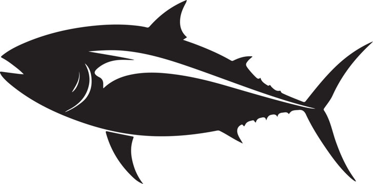 Tuna fish silhouette vector illustration for seafood restaurant logo or nautical fishing