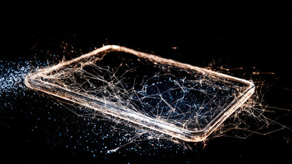 Smartphone Outline with Sparkles