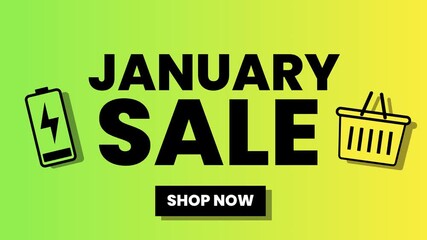 January Sale Shop Now Promotion Video with E-commerce Icons